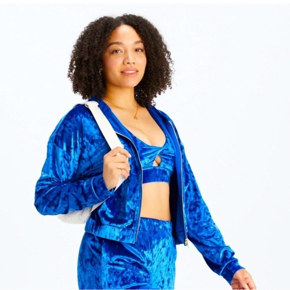 FABLETICS Crushed Velour Zip Up Hoodie Size M